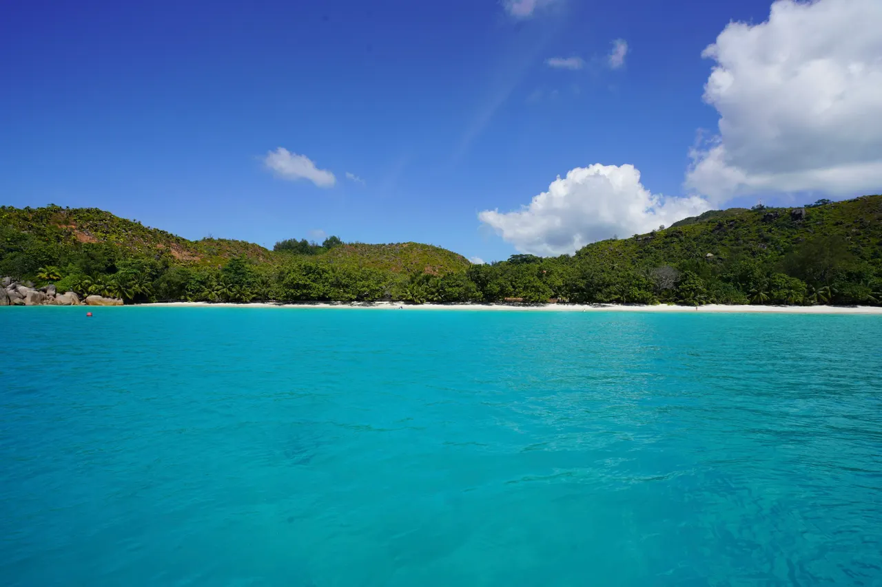 The beautiful Praslin Island in Anse Lazio, Seychelles