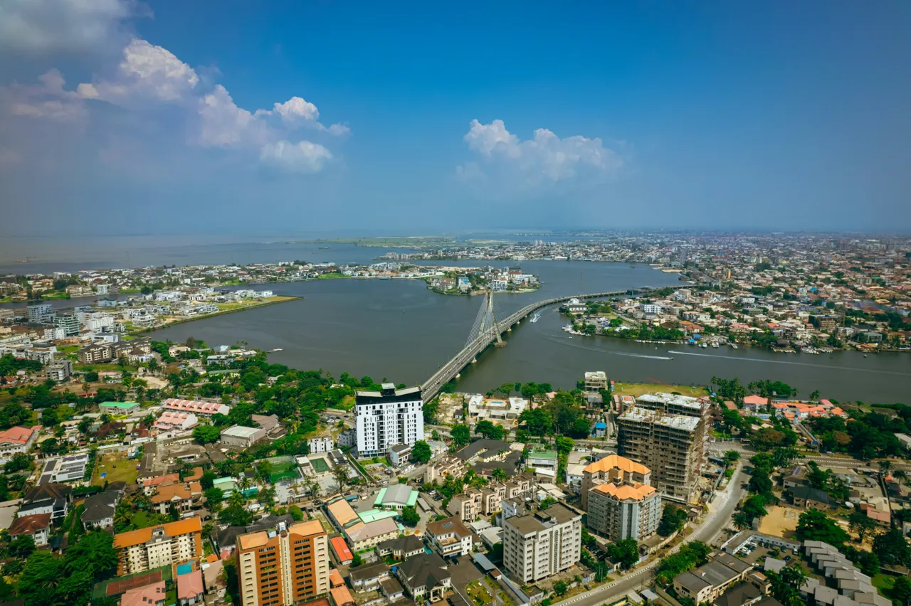 The landscape of Banana Island, the richest neighbourhood in Lagos shows the Lekki-Ikoyi Link bridge