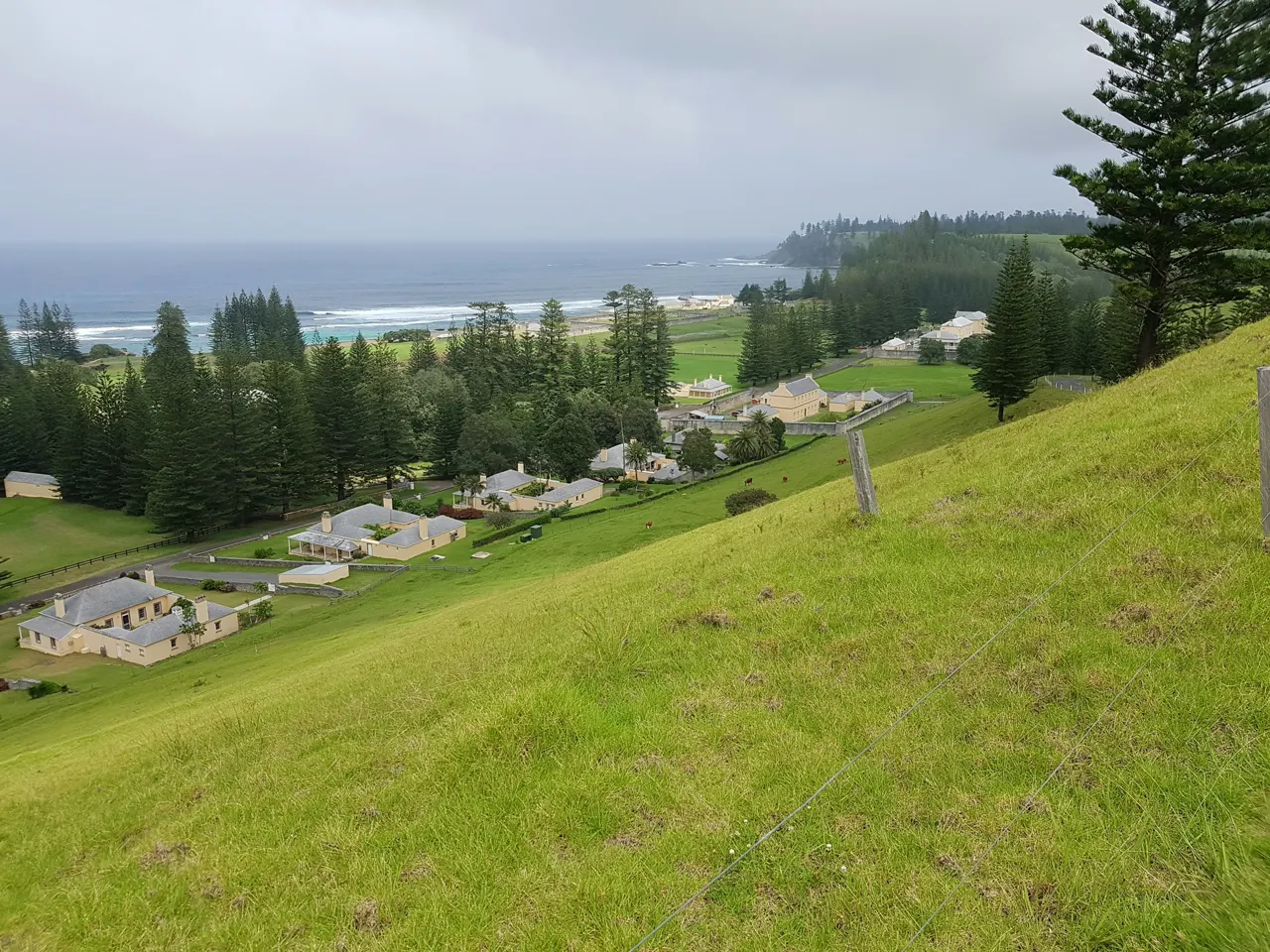 Kingston UNESCO World Heritage Site, Kingston, Norfolk Island, with Quality Row housing in the foreground