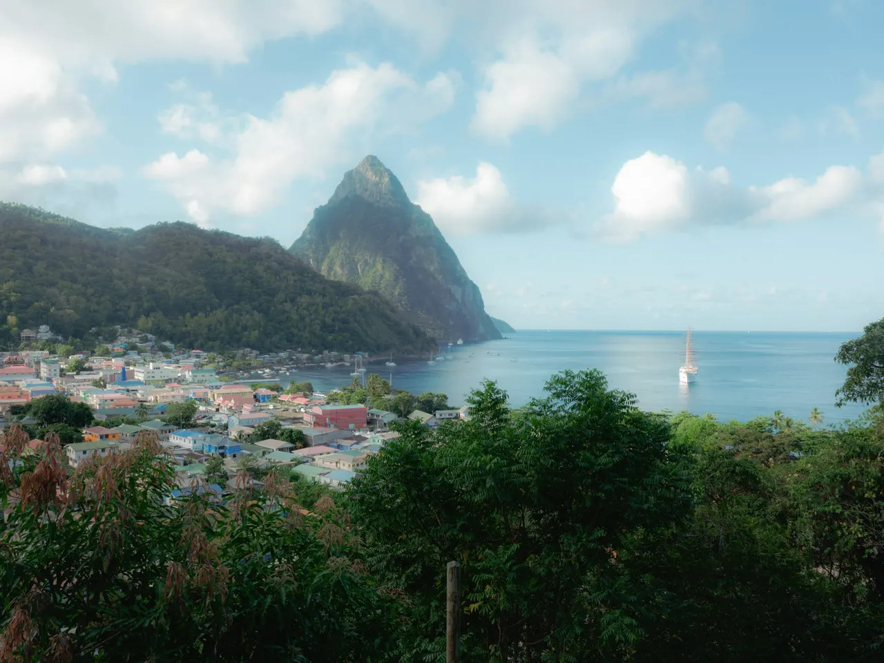 A scenic view of a city and a body of water
