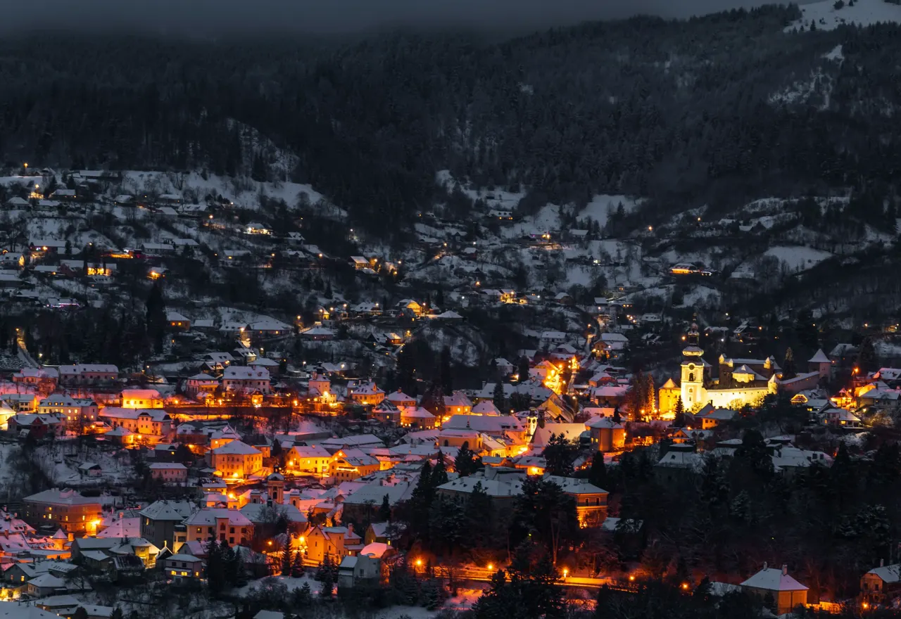 Banská Štiavnica at night