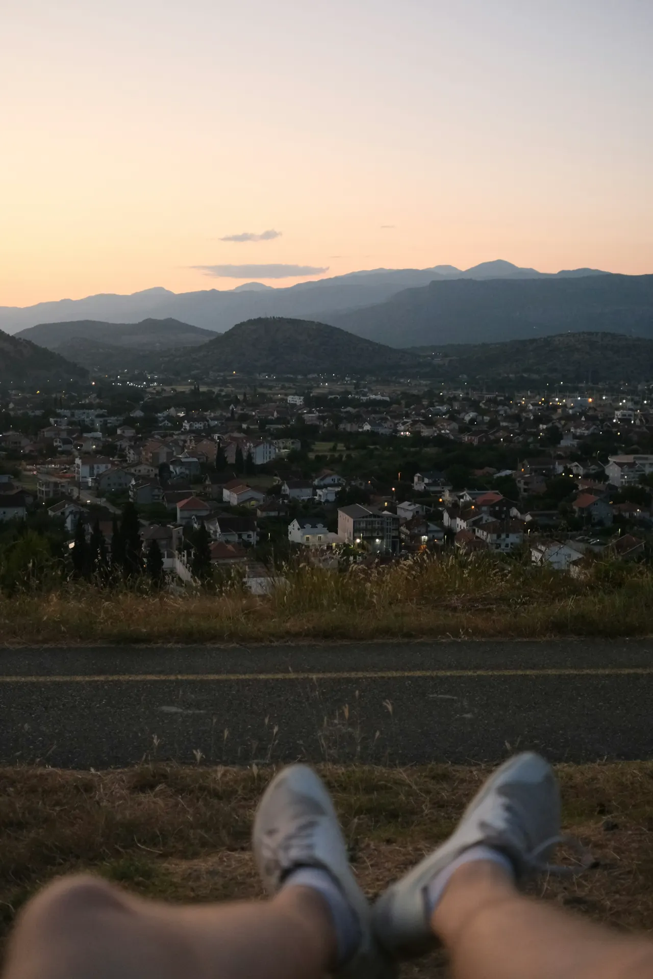 Relaxing view of a town from above