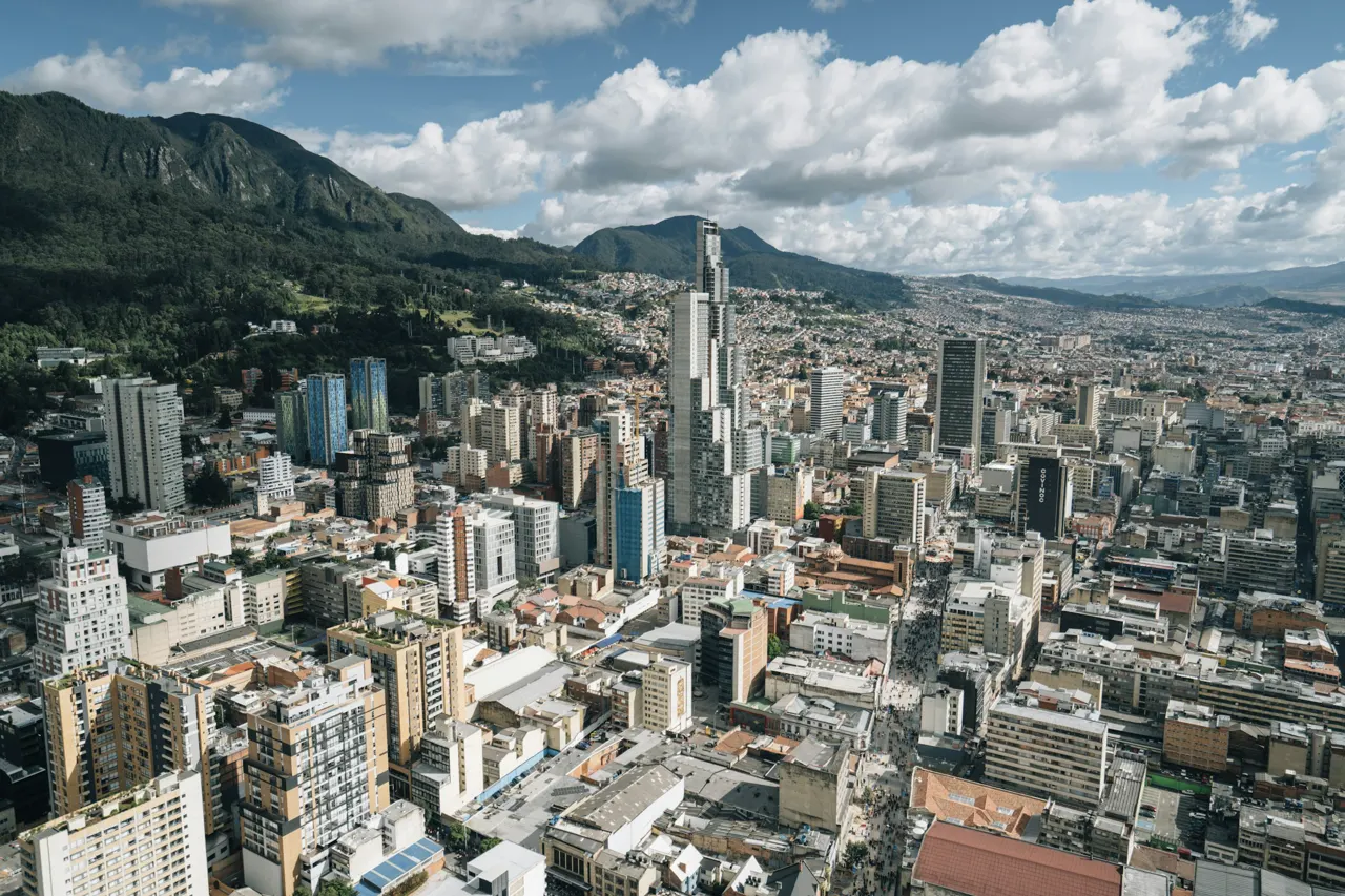 City of urban Bogota with high rise buildings, Colombia