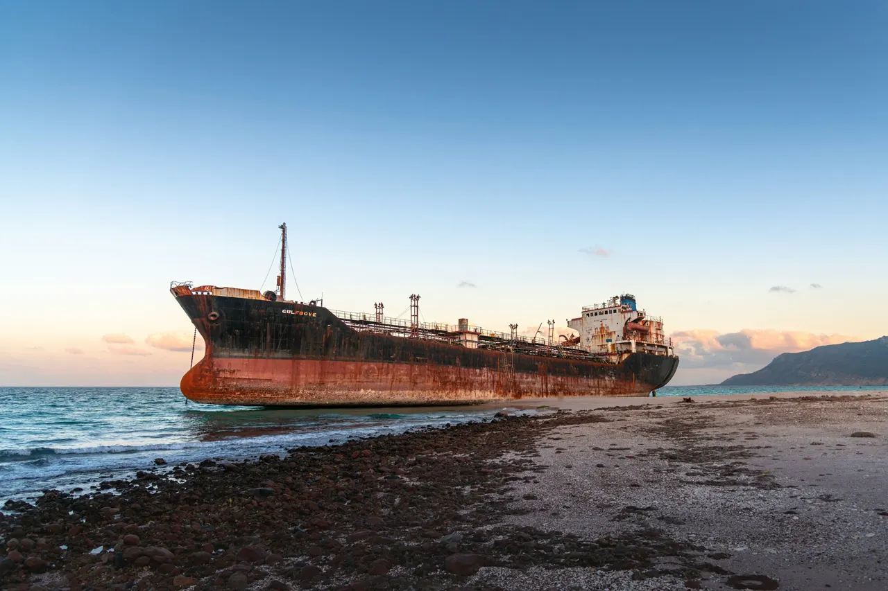 A shipwreck on the shore of the Socotra Island