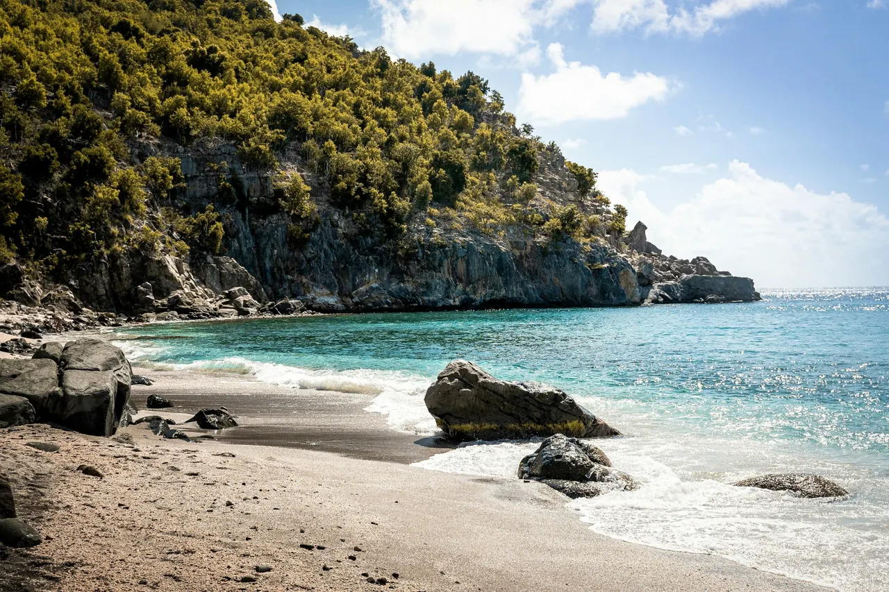 The breathtaking Shell Beach in The french Caribbean enclave of Gustavia