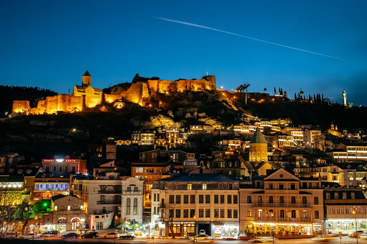Night Tbilisi glows with lights