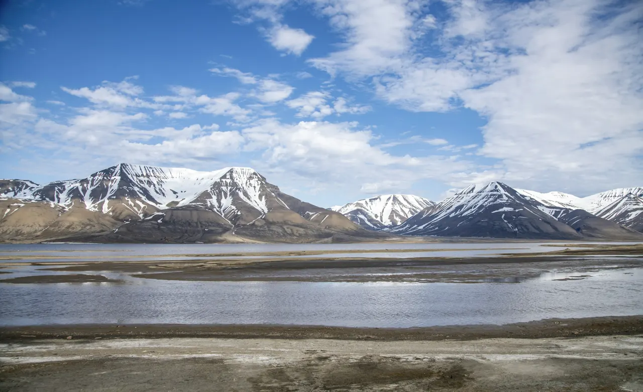 Snow covered mountains of Svalbard