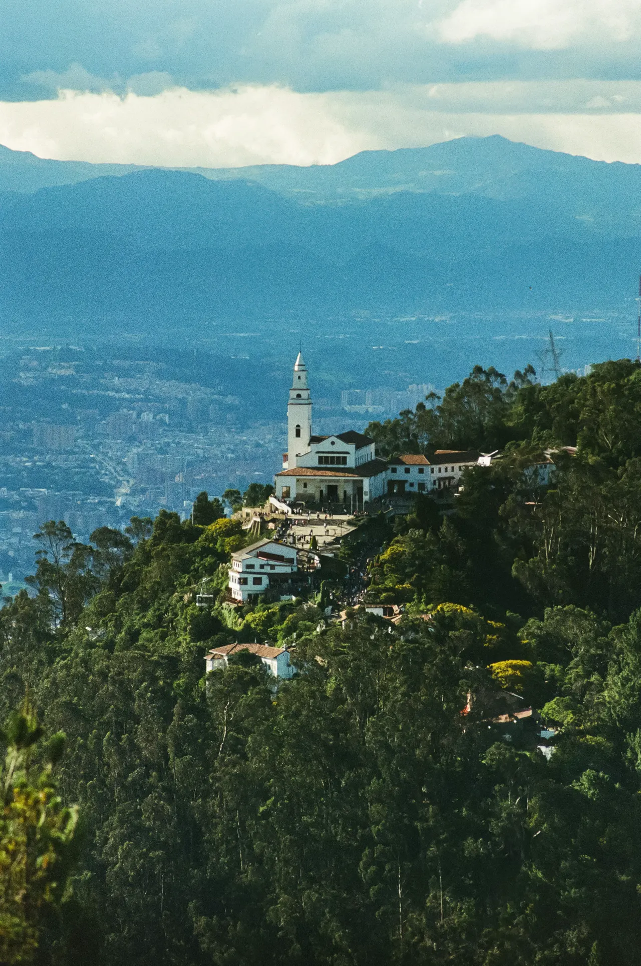View of the Monserrate Sanctuary from one of the neighboring mountains in Bacata