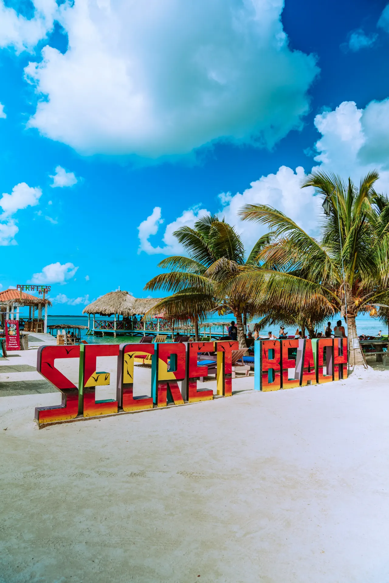 Giant painted letters sign at the entrance of Secret Beach