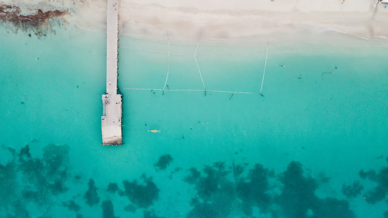Drone view of a pier