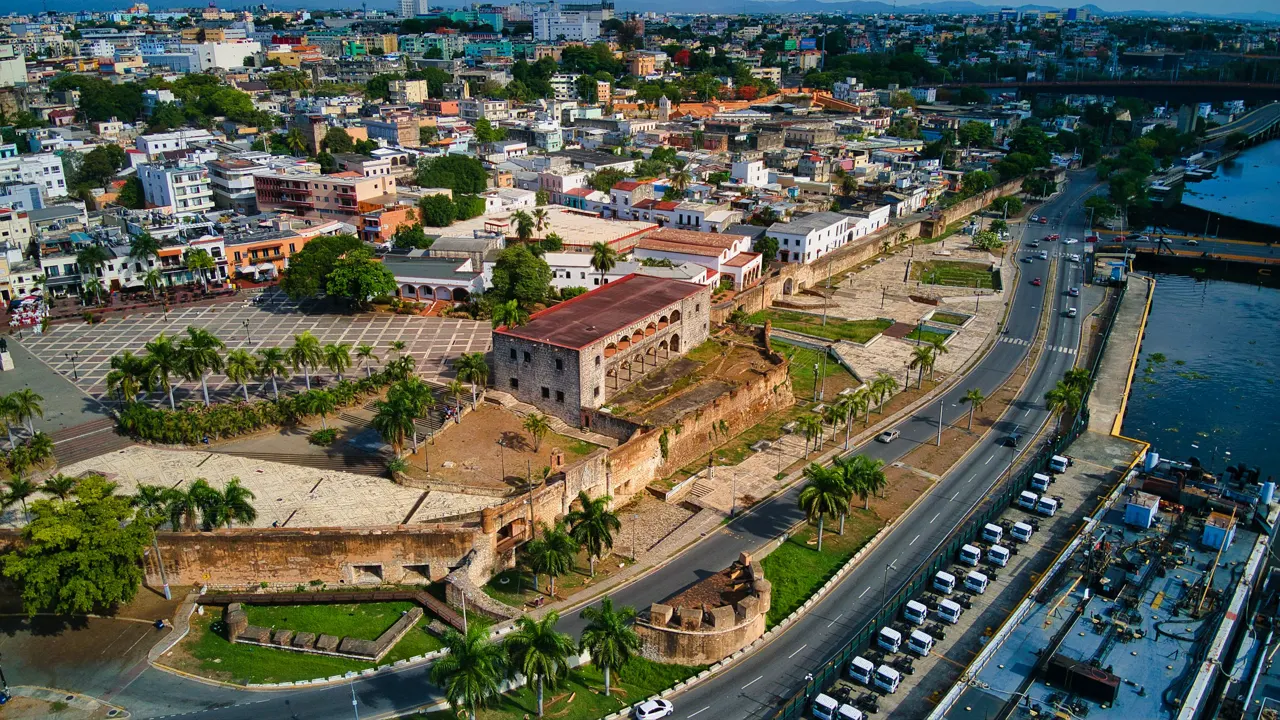 Vista aerea de alcazar de colon, Zona Colonial, Republica Dominicana