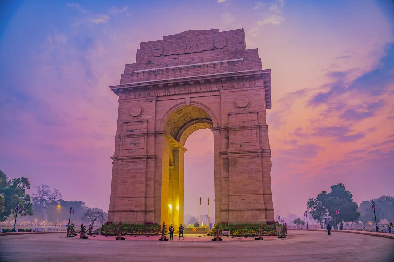 The India Gate is a war memorial located astride the Rajpath,