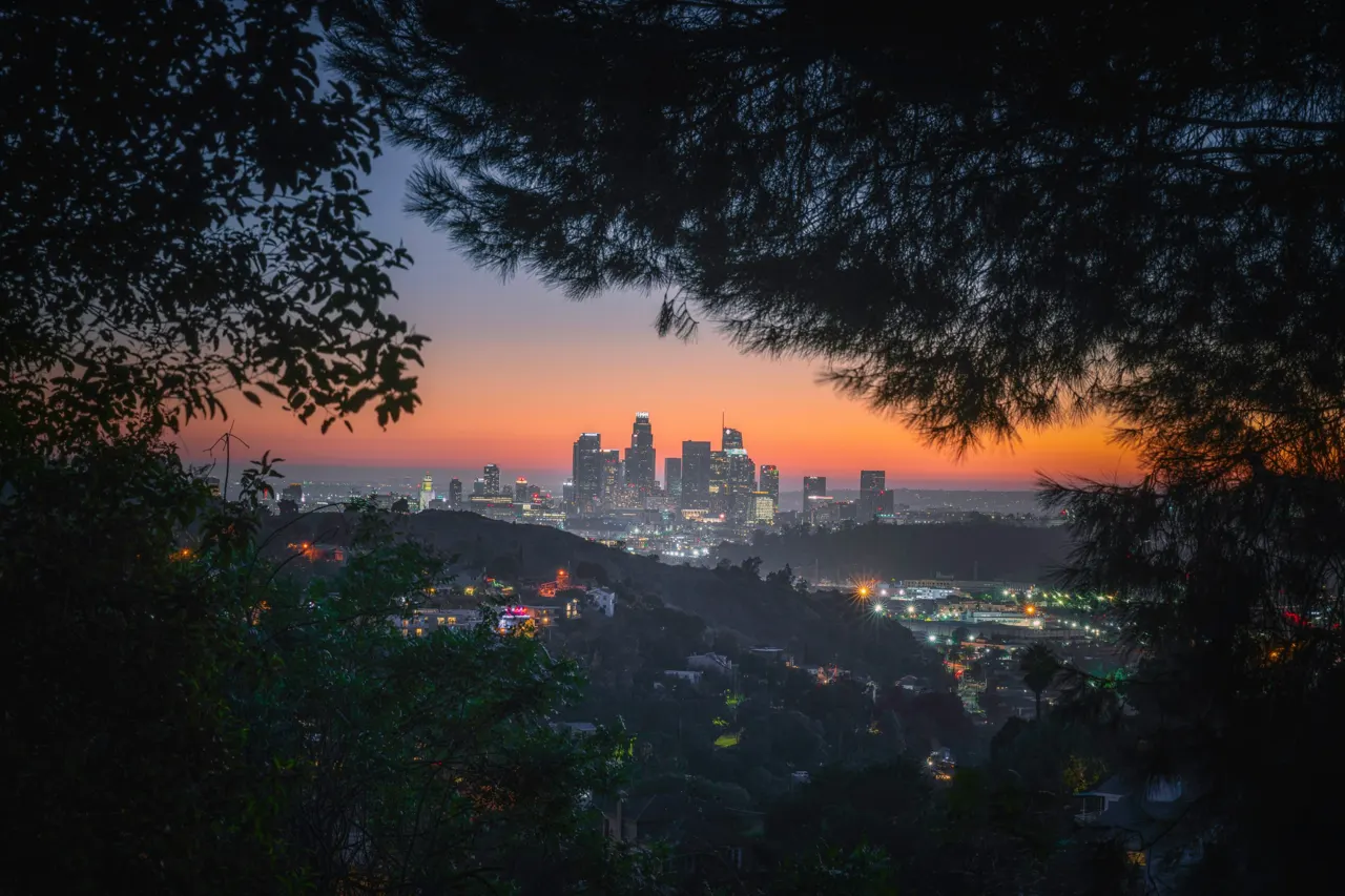 Cityscape of Los Angeles in twightlight