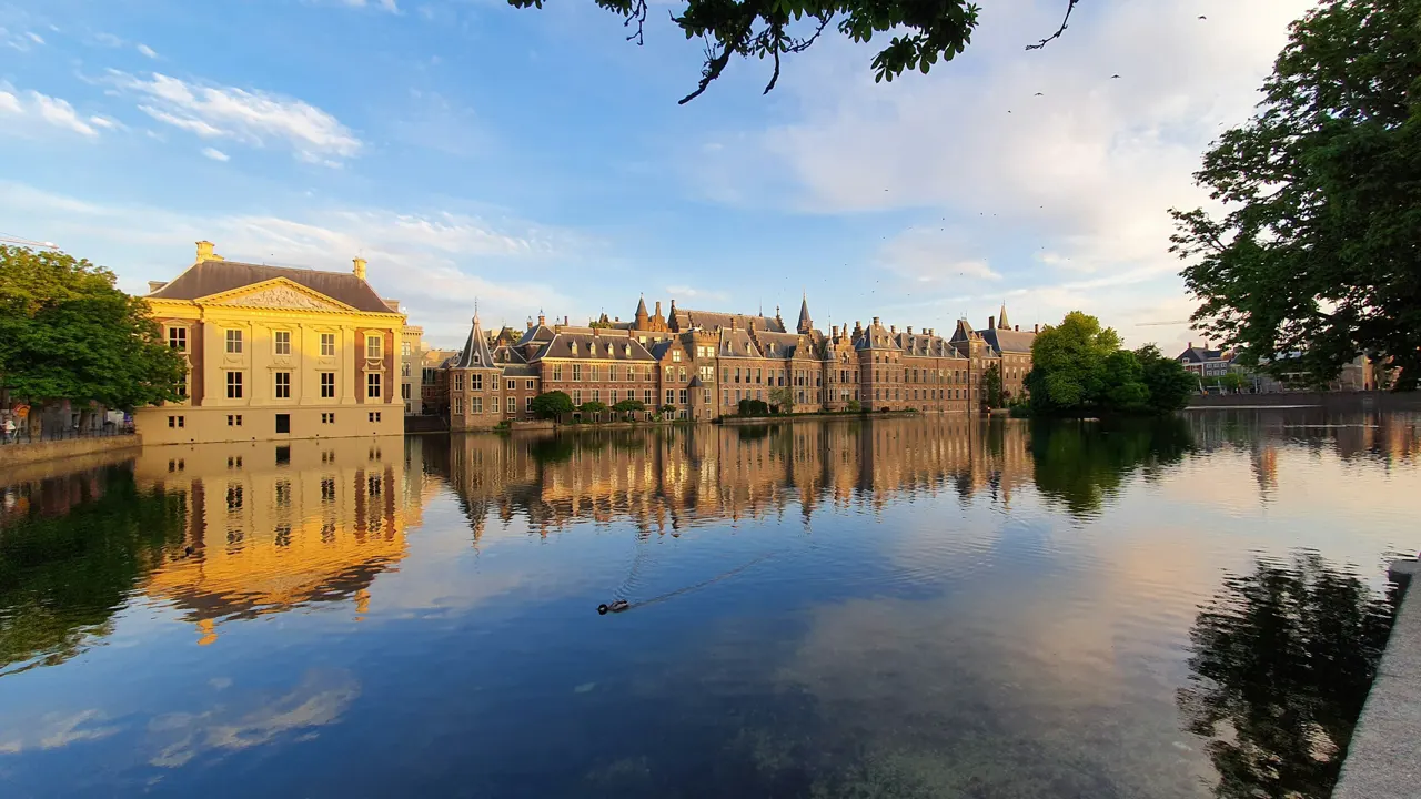 The Mauritshuis Museum besides the Dutch Houses of Parliament in The Hague