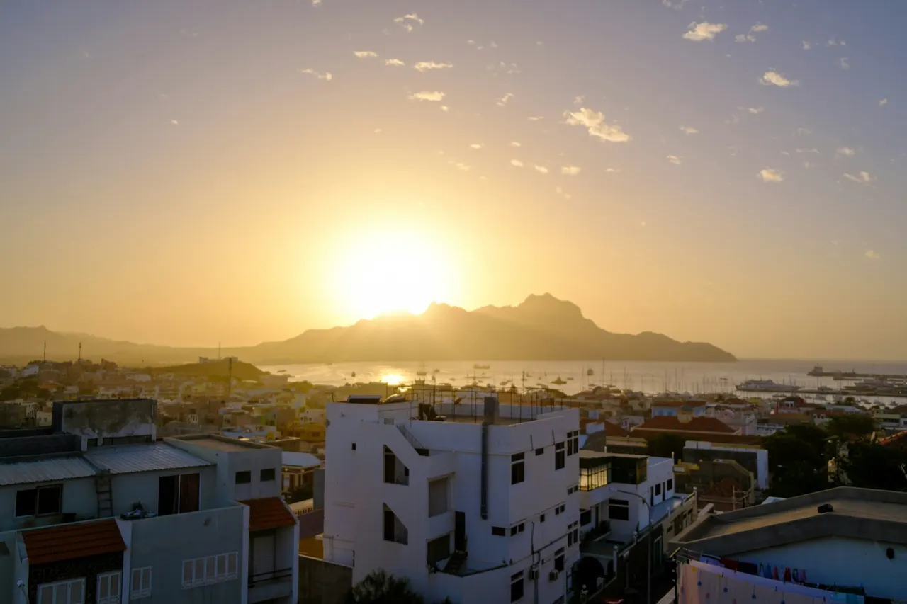 Sunset behind Monte Cara in Mindelo