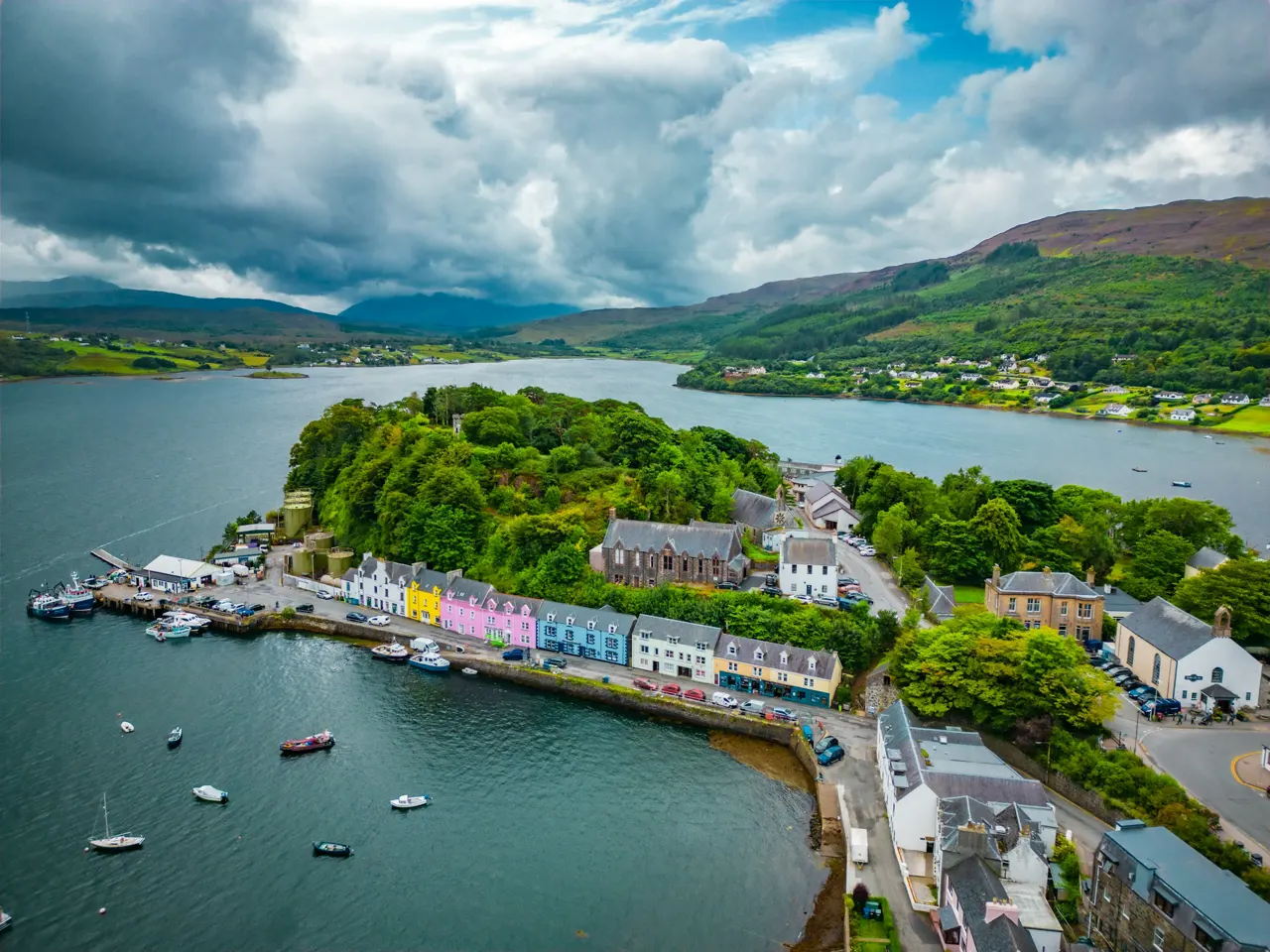 Colourful houses in Portree, Isle of Skye, Scotland