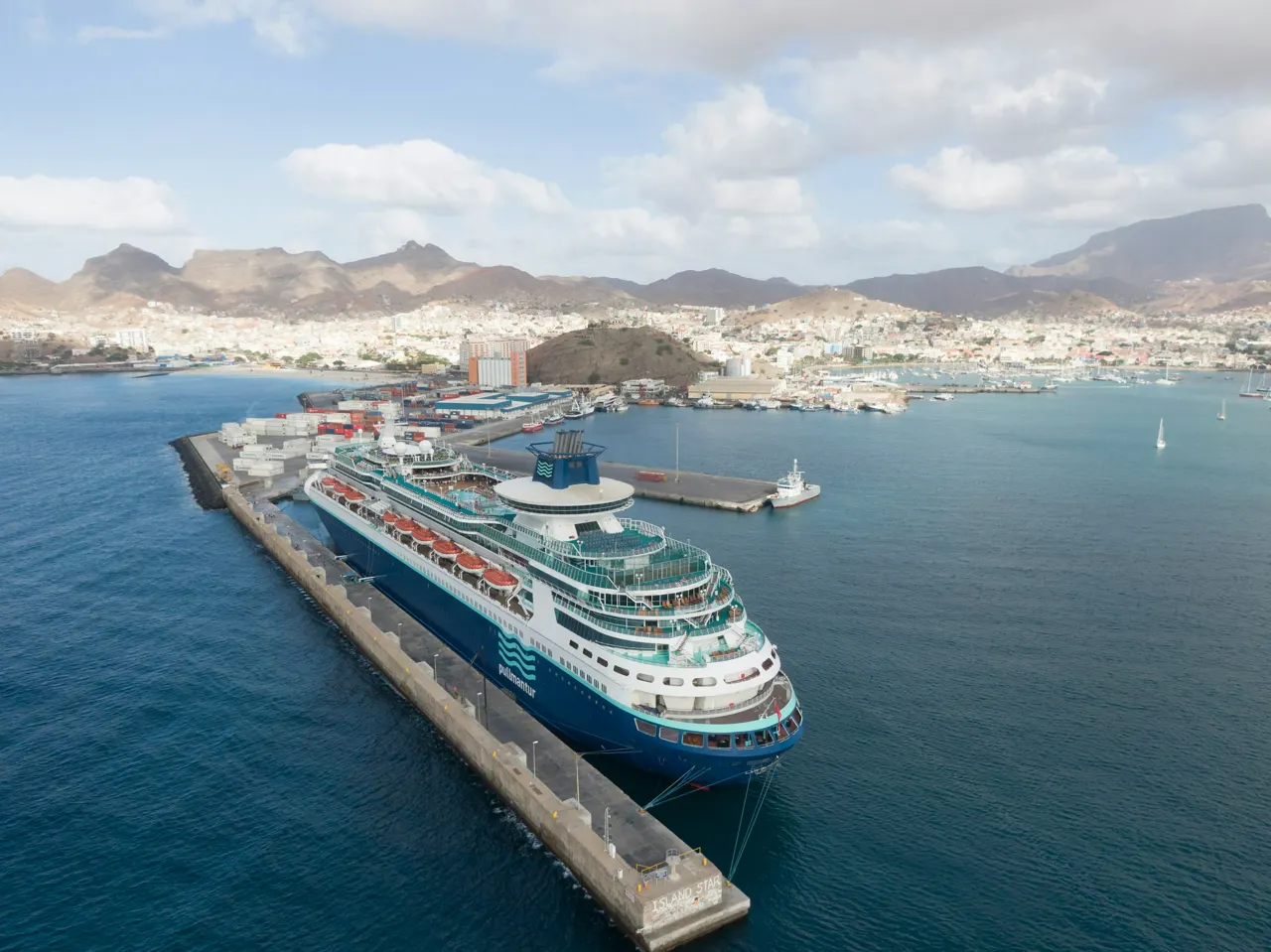 A luxurious cruise ship in Mindelo, São Vicente, Cape Verde