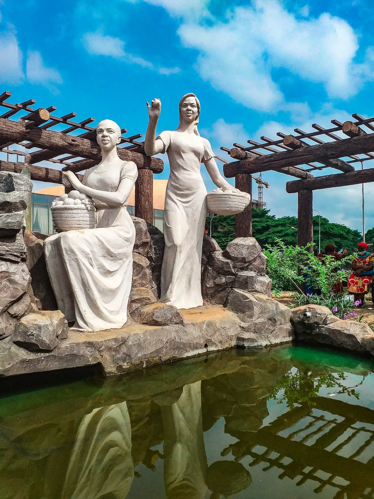 sculpture of women at the independence square in the city of Yaoundé, Cameroon