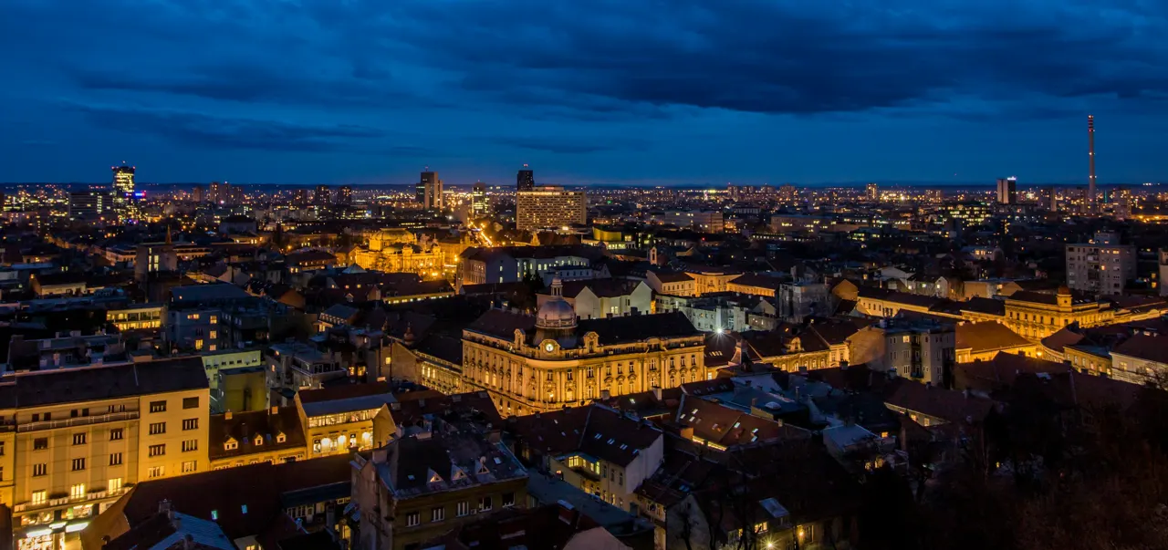 Zagreb city center by night