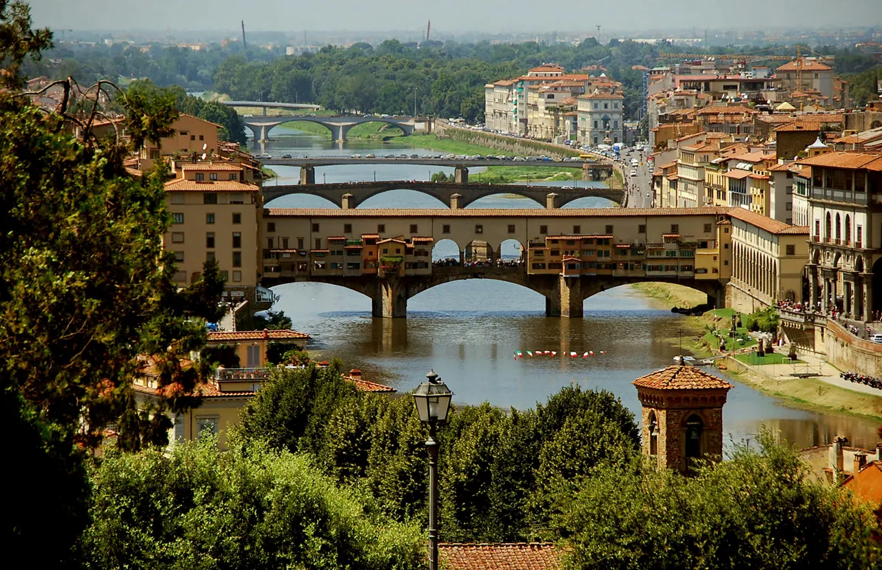 The Ponte Vecchio as seen from the hills in the western parts of Florence