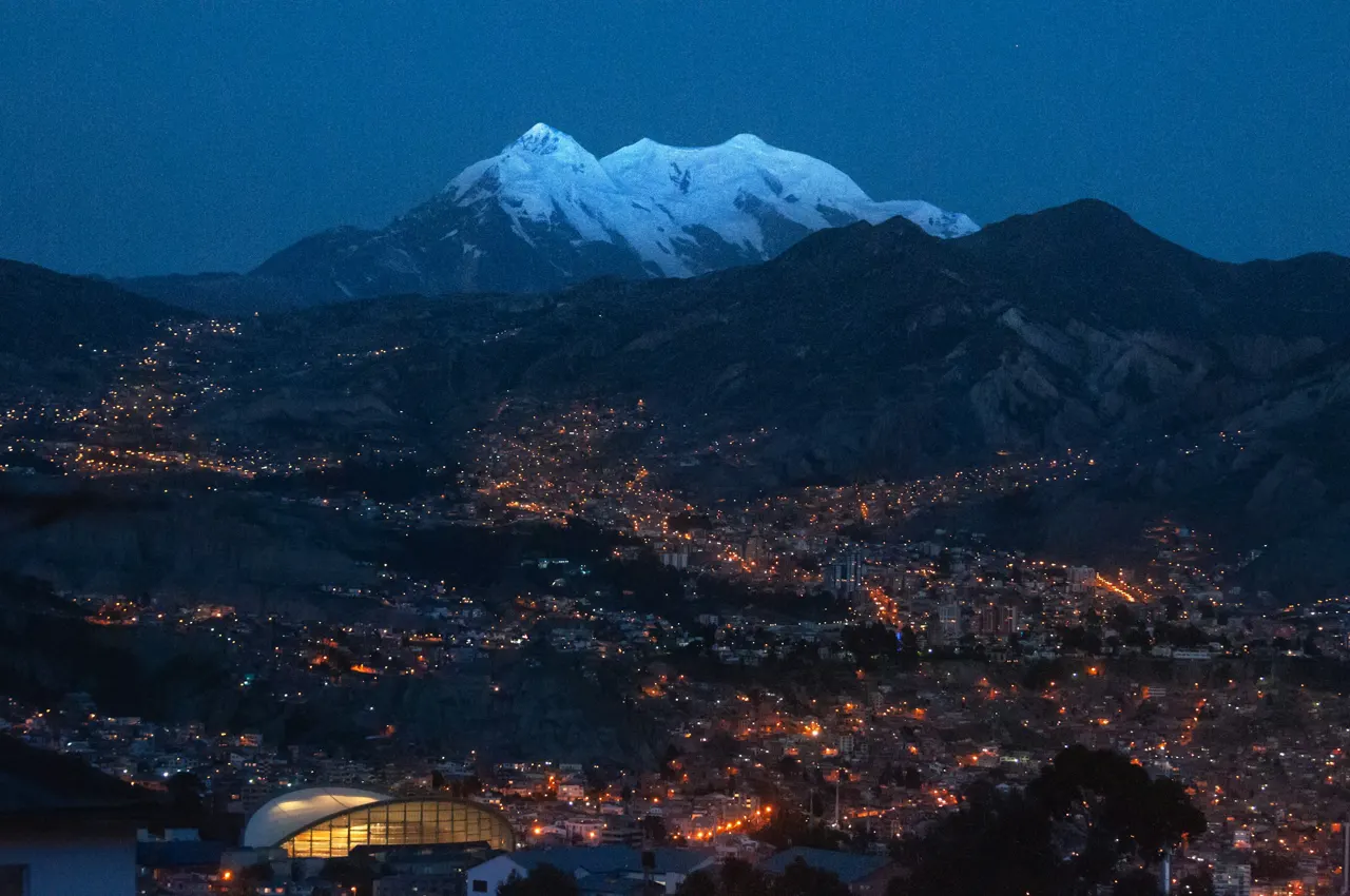 Mount Illimani, the guardian of La Paz, Bolivia
