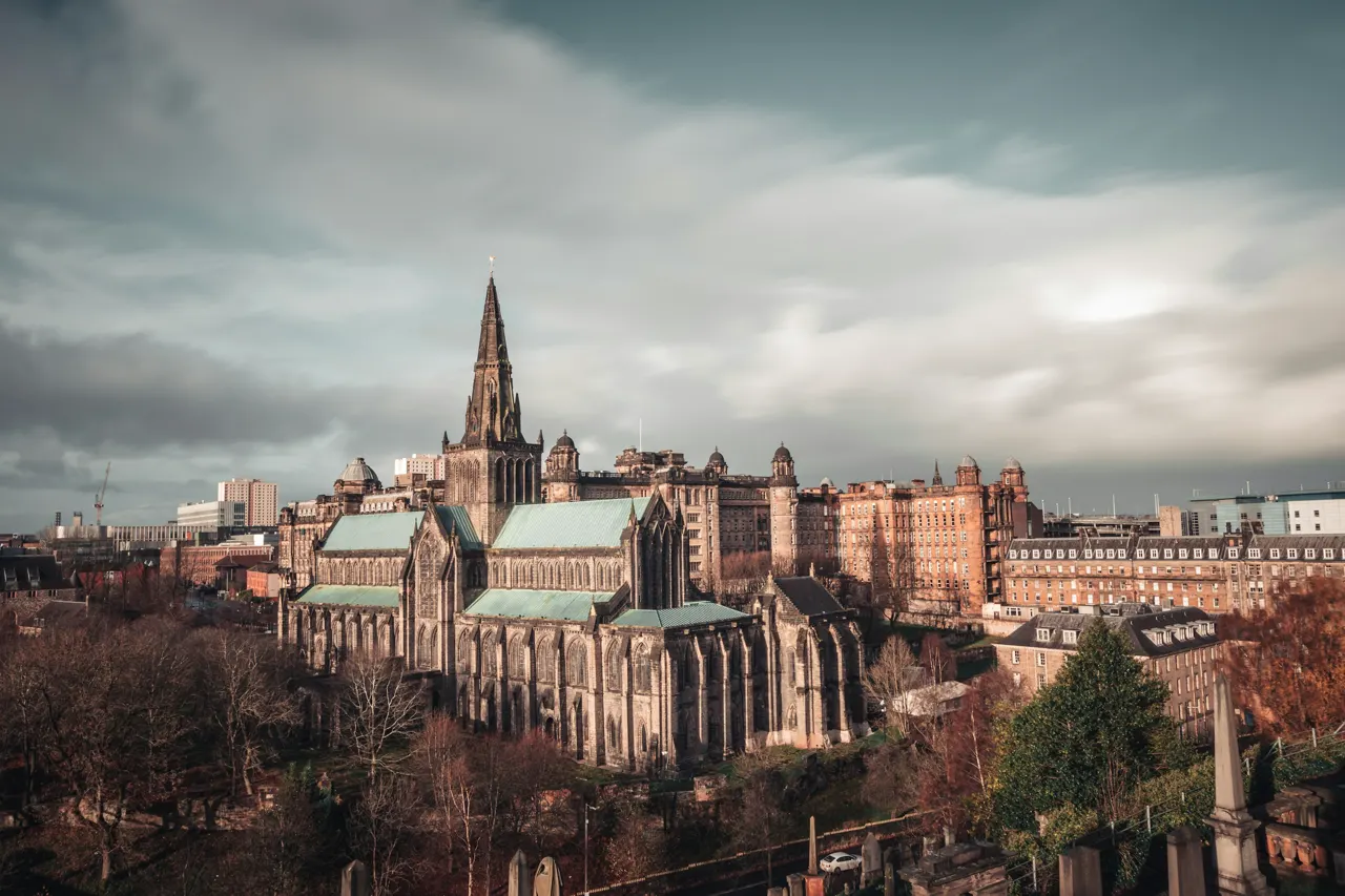 Glasgow cathedral under a moody sky