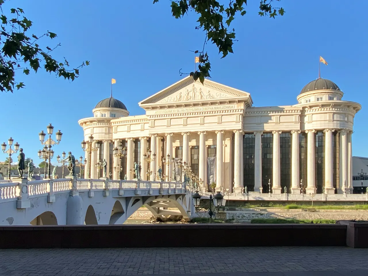 The Archaeological Museum of Macedonia and the Bridge of Civilizations in Skopje