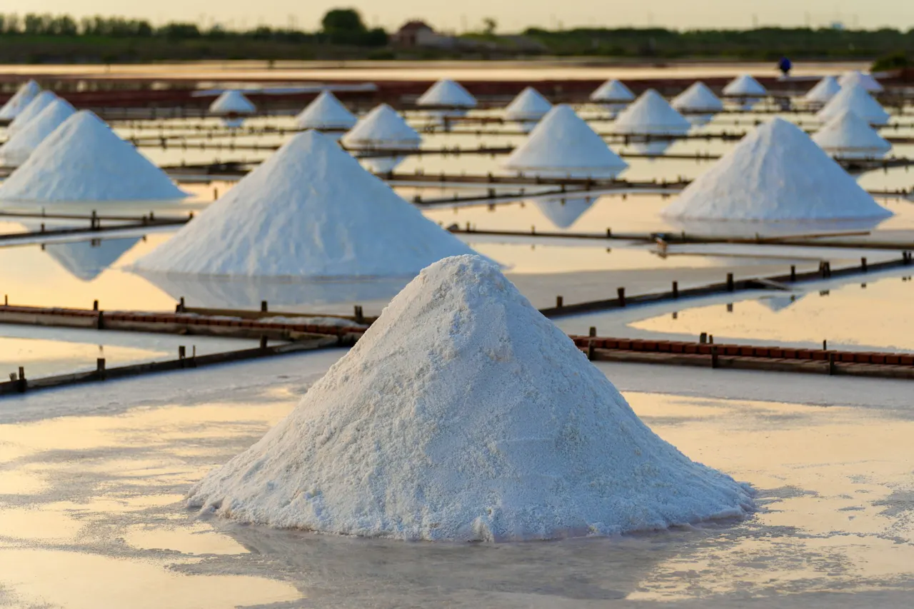 Tiled salt field in Tainan, southern Taiwan