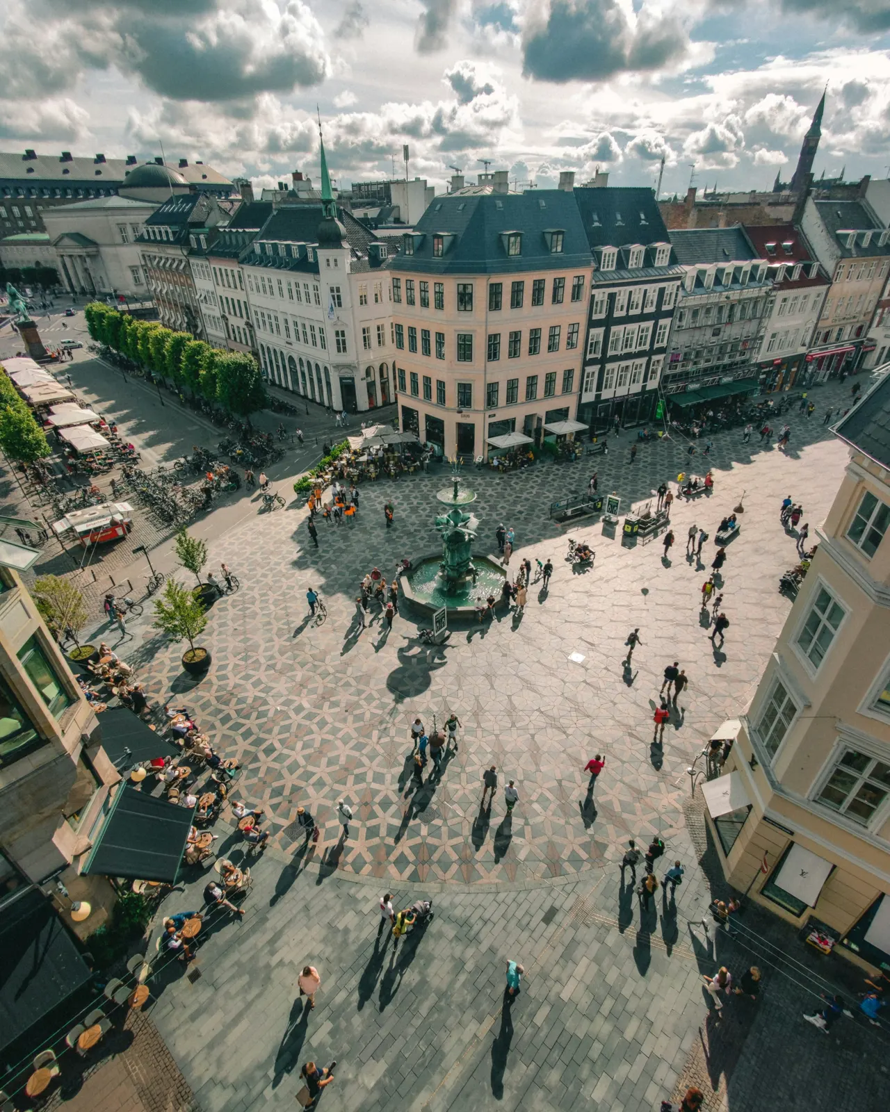 strøget in Copenhagen, Denmark from above