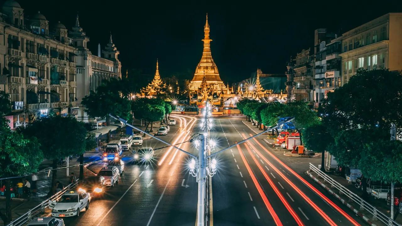 A 2600-year-old Pagoda ( Monastery ) in the middle of the city of Yangon, Myanmar