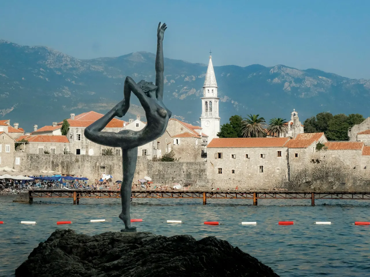 Montenegro, Adriatic Coast, Budva Old Town, Ballerina Statue